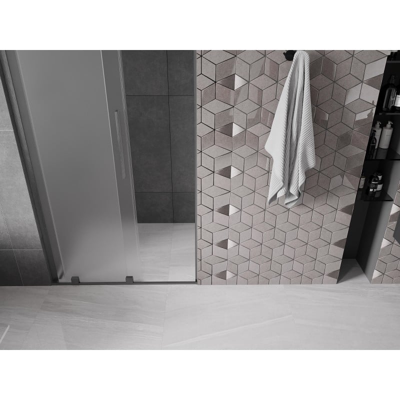 Mexen Velar L drzwi prysznicowe rozsuwane 100 cm, szron, gun gray szczotkowany - 871-100-003-31-66