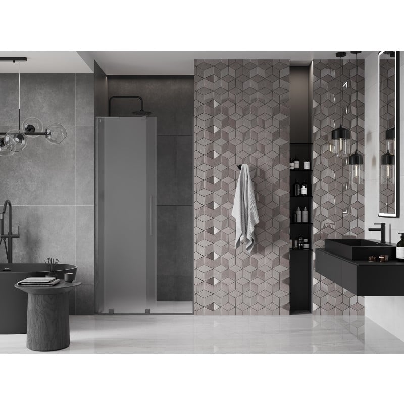 Mexen Velar L drzwi prysznicowe rozsuwane 100 cm, szron, gun gray szczotkowany - 871-100-003-31-66