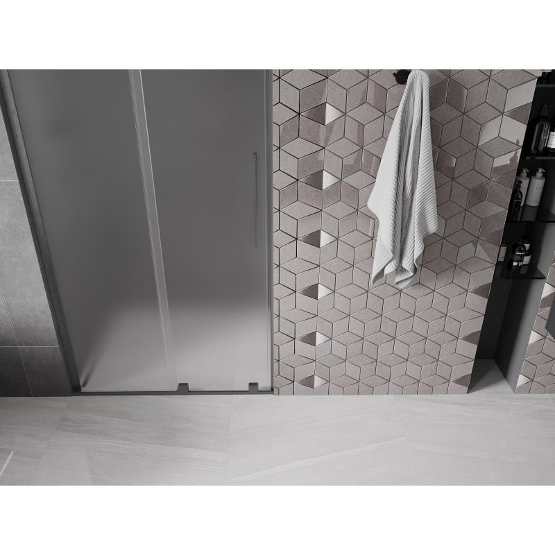 Mexen Velar L drzwi prysznicowe rozsuwane 100 cm, szron, gun gray szczotkowany - 871-100-003-31-66