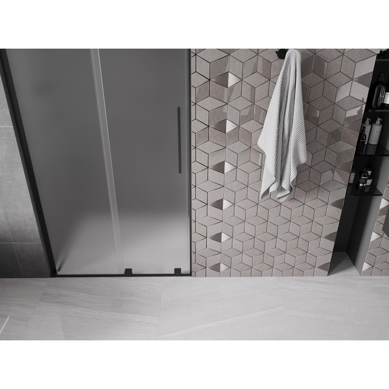Mexen Velar L drzwi prysznicowe rozsuwane 100 cm, szron, czarne - 871-100-003-31-70