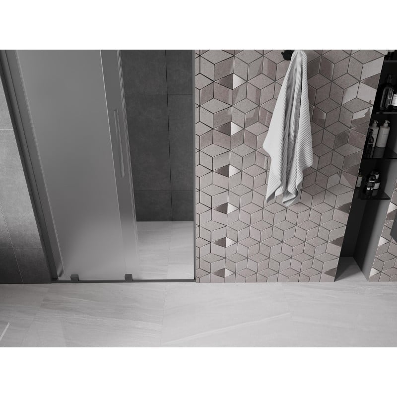 Mexen Velar L drzwi prysznicowe rozsuwane 90 cm, szron, gun metal - 871-090-003-31-95