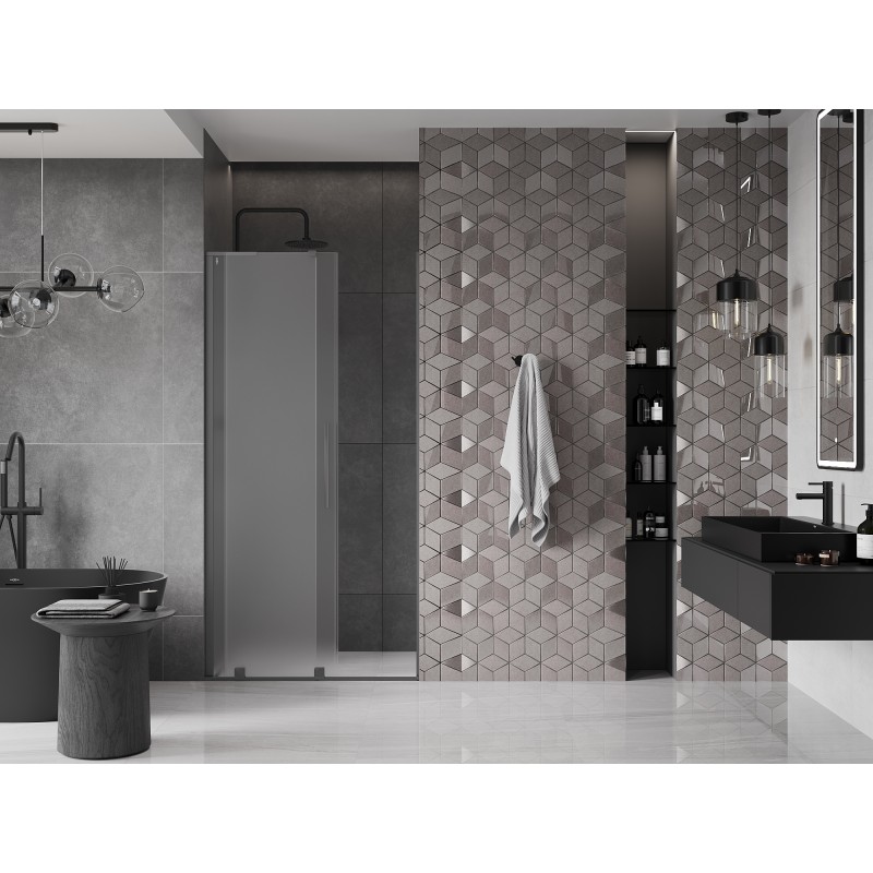 Mexen Velar L drzwi prysznicowe rozsuwane 90 cm, szron, gun metal - 871-090-003-31-95
