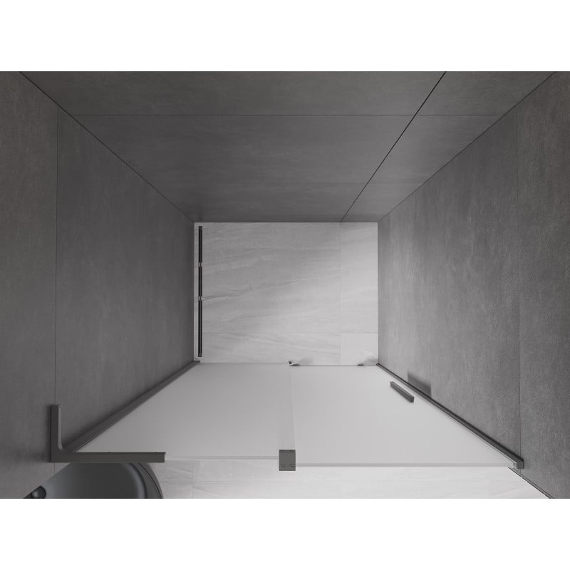 Mexen Velar L drzwi prysznicowe rozsuwane 90 cm, szron, gun metal - 871-090-003-31-95