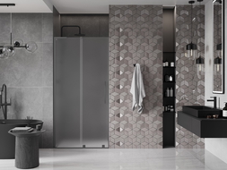 Mexen Velar L drzwi prysznicowe rozsuwane 120 cm, szron, gun metal - 871-120-003-31-95