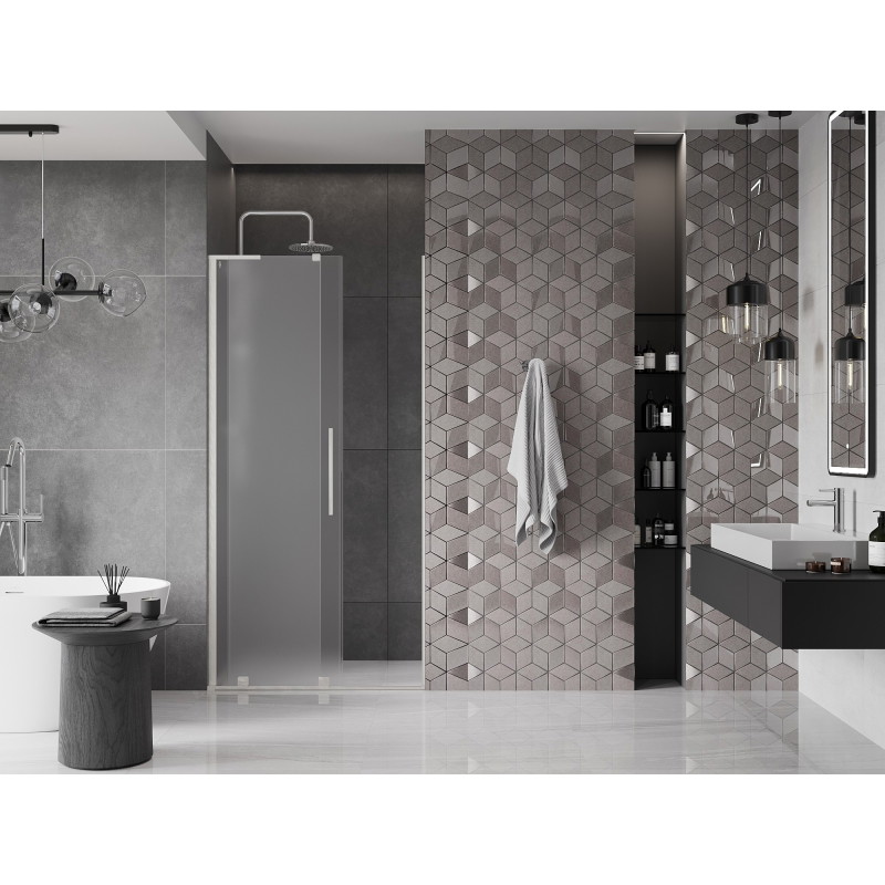 Mexen Velar L drzwi prysznicowe rozsuwane 90 cm, szron, nikiel szczotkowany - 871-090-003-31-97