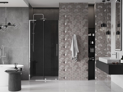 Mexen Velar L drzwi prysznicowe rozsuwane 120 cm, grafit, chrom - 871-120-003-41-01
