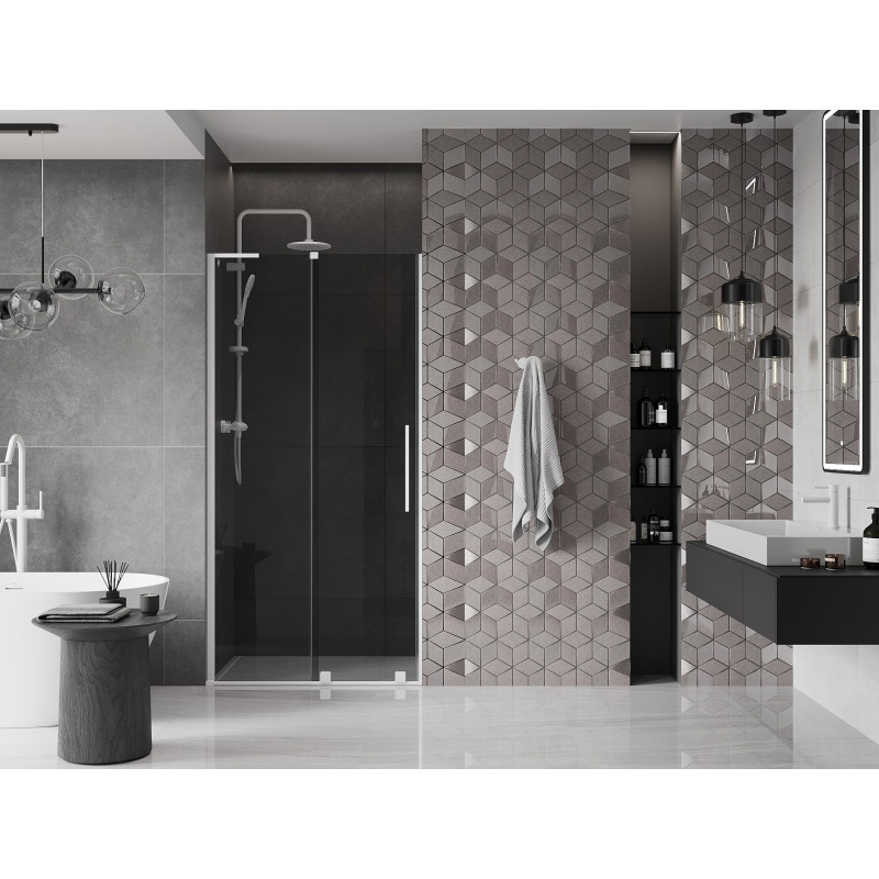 Mexen Velar L drzwi prysznicowe rozsuwane 110 cm, grafit, białe - 871-110-003-41-20