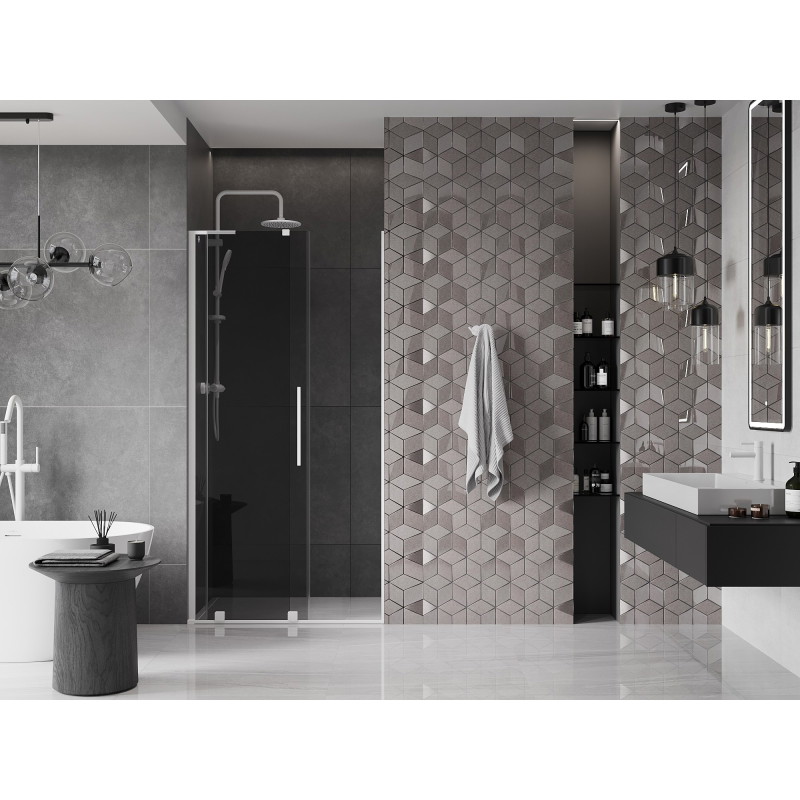 Mexen Velar L drzwi prysznicowe rozsuwane 110 cm, grafit, białe - 871-110-003-41-20