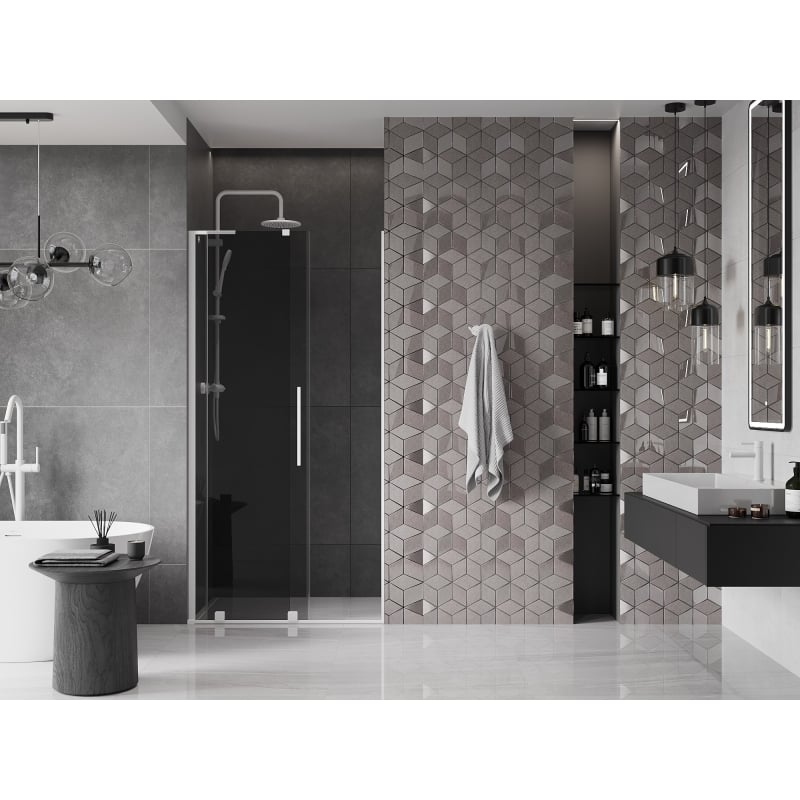 Mexen Velar L drzwi prysznicowe rozsuwane 120 cm, grafit, białe - 871-120-003-41-20