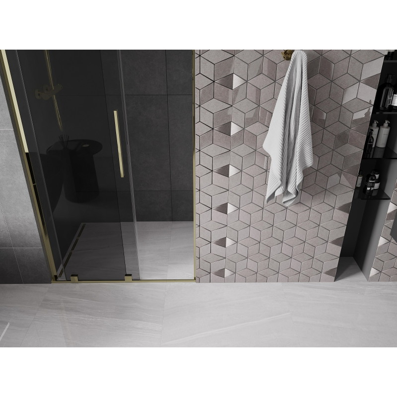 Mexen Velar L drzwi prysznicowe rozsuwane 100 cm, grafit, złote - 871-100-003-41-50