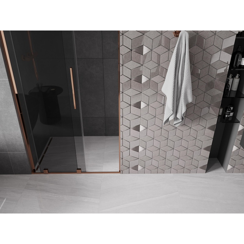 Mexen Velar L drzwi prysznicowe rozsuwane 90 cm, grafit, różowe złoto - 871-090-003-41-60