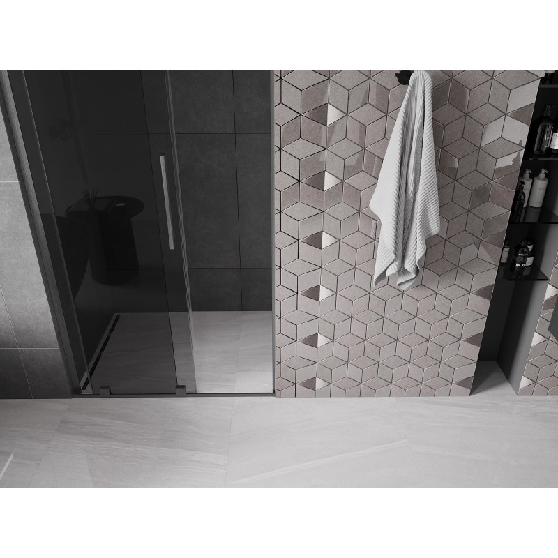 Mexen Velar L drzwi prysznicowe rozsuwane 110 cm, grafit, gun gray szczotkowany - 871-110-003-41-66