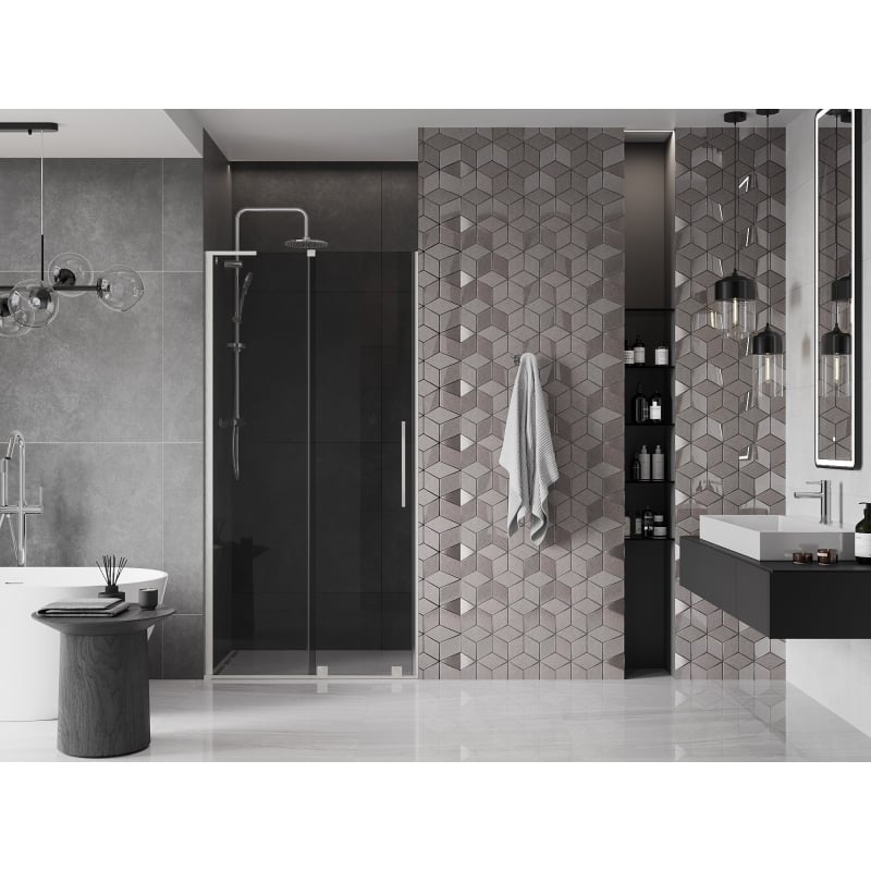 Mexen Velar L drzwi prysznicowe rozsuwane 120 cm, grafit, nikiel szczotkowany - 871-120-003-41-97