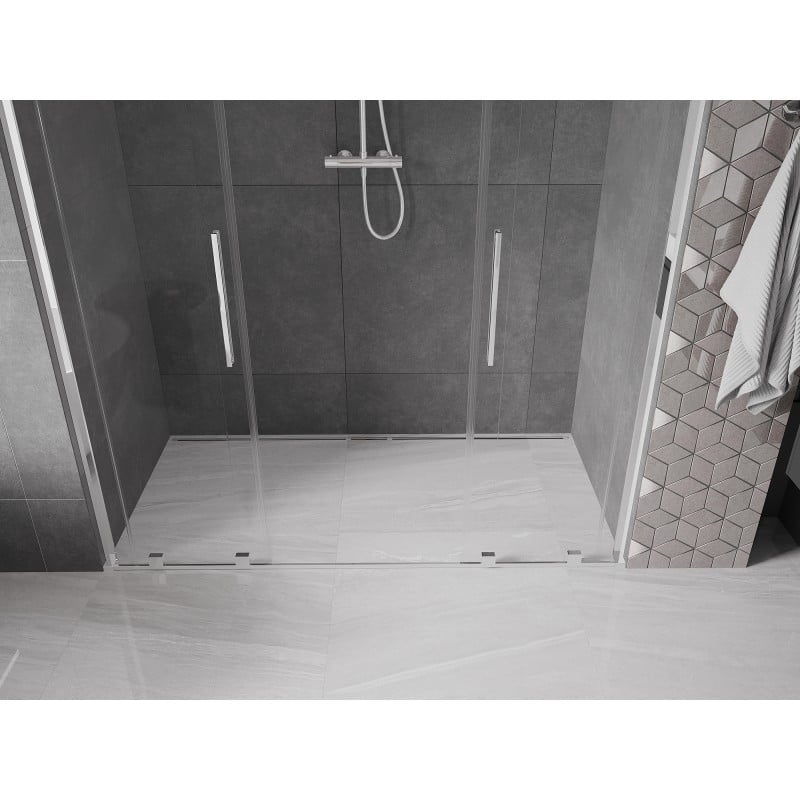 Mexen Velar L Duo drzwi prysznicowe rozsuwane 200 cm, transparent, chrom - 871-200-003-02-01