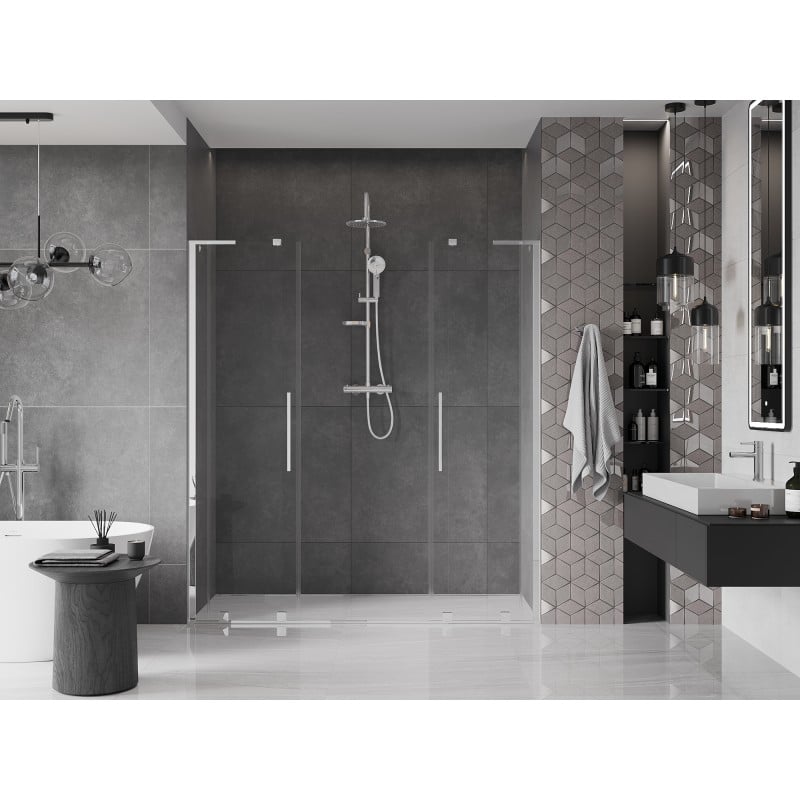 Mexen Velar L Duo drzwi prysznicowe rozsuwane 200 cm, transparent, chrom - 871-200-003-02-01