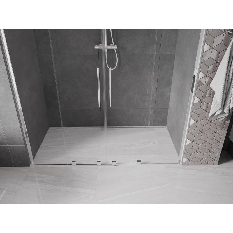 Mexen Velar L Duo drzwi prysznicowe rozsuwane 200 cm, transparent, chrom - 871-200-003-02-01