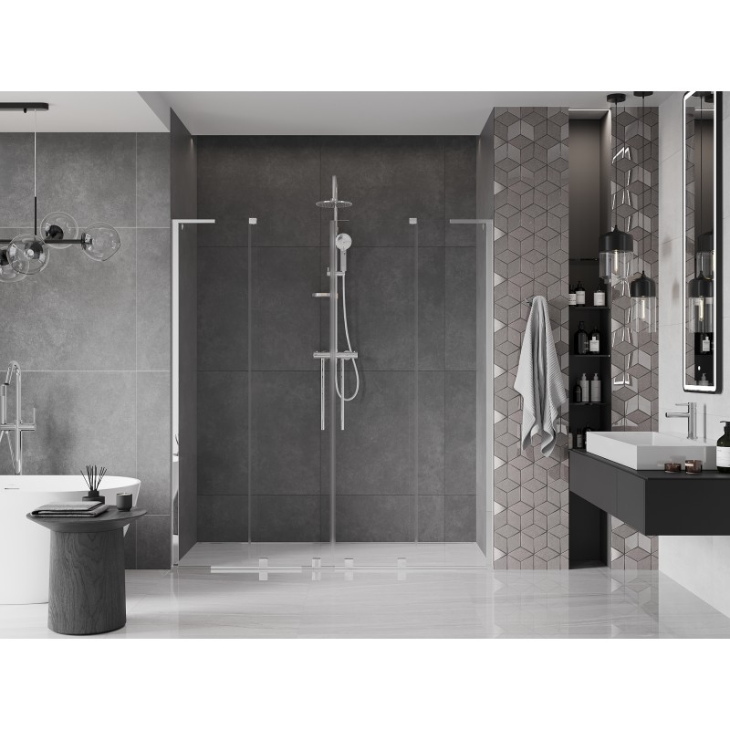 Mexen Velar L Duo drzwi prysznicowe rozsuwane 200 cm, transparent, chrom - 871-200-003-02-01