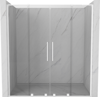 Mexen Velar L Duo drzwi prysznicowe rozsuwane 200 cm, transparent, białe - 871-200-003-02-20