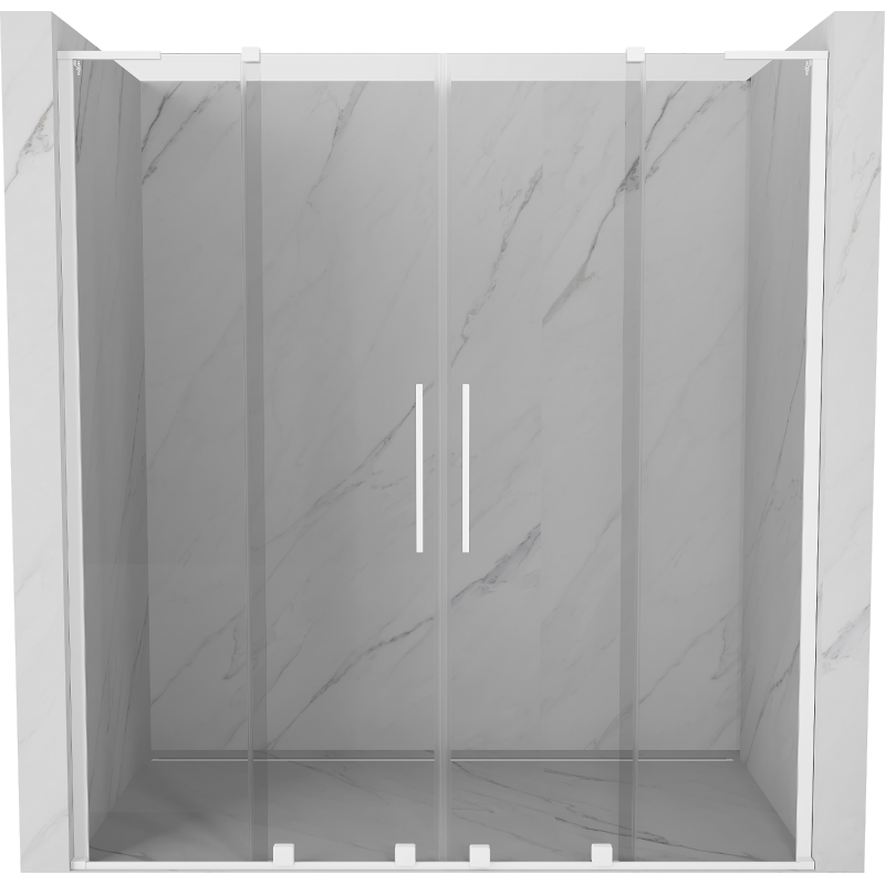 Mexen Velar L Duo drzwi prysznicowe rozsuwane 180 cm, transparent, białe - 871-180-003-02-20