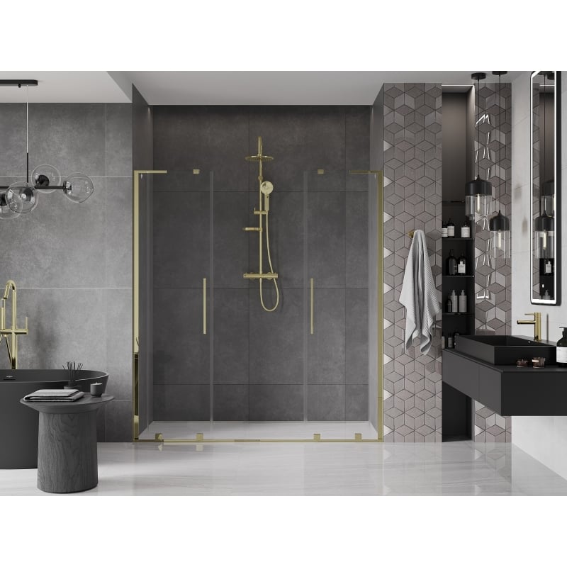 Mexen Velar L Duo drzwi prysznicowe rozsuwane 170 cm, transparent, złote - 871-170-003-02-50