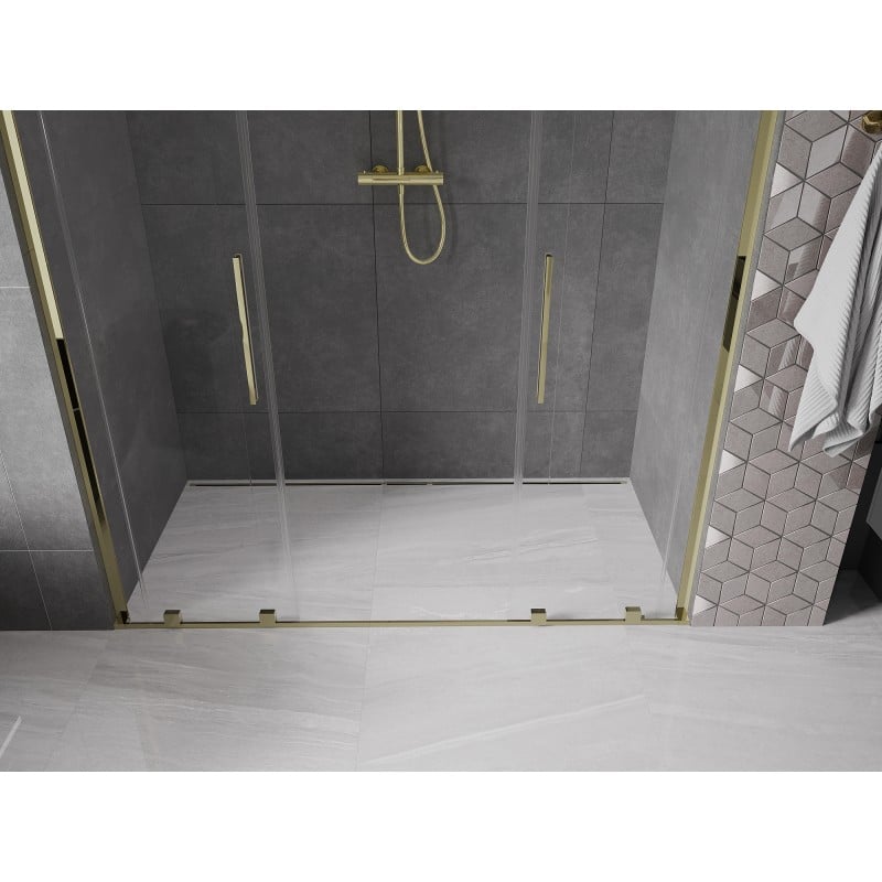 Mexen Velar L Duo drzwi prysznicowe rozsuwane 180 cm, transparent, złote - 871-180-003-02-50