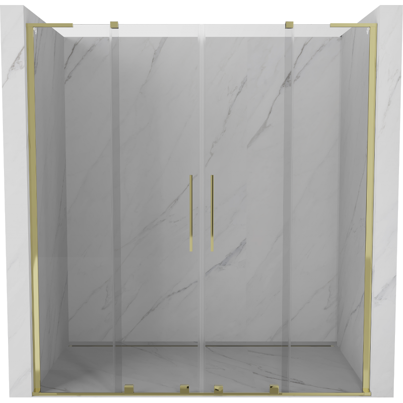 Mexen Velar L Duo drzwi prysznicowe rozsuwane 200 cm, transparent, złote - 871-200-003-02-50