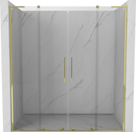 Mexen Velar L Duo drzwi prysznicowe rozsuwane 200 cm, transparent, złote - 871-200-003-02-50