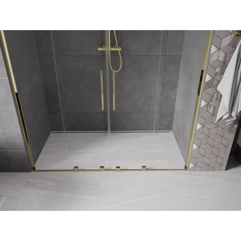 Mexen Velar L Duo drzwi prysznicowe rozsuwane 180 cm, transparent, złote - 871-180-003-02-50