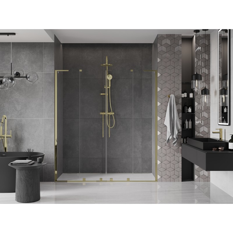 Mexen Velar L Duo drzwi prysznicowe rozsuwane 180 cm, transparent, złote - 871-180-003-02-50