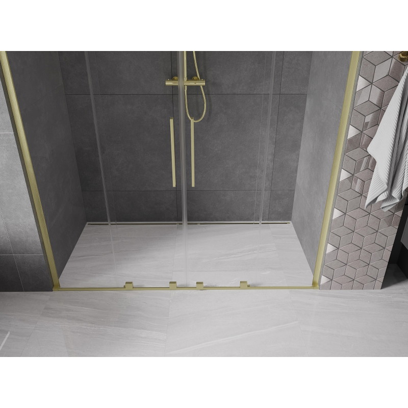 Mexen Velar L Duo drzwi prysznicowe rozsuwane 200 cm, transparent, złote szczotkowane - 871-200-003-02-55