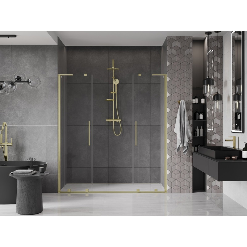 Mexen Velar L Duo drzwi prysznicowe rozsuwane 180 cm, transparent, złote szczotkowane - 871-180-003-02-55