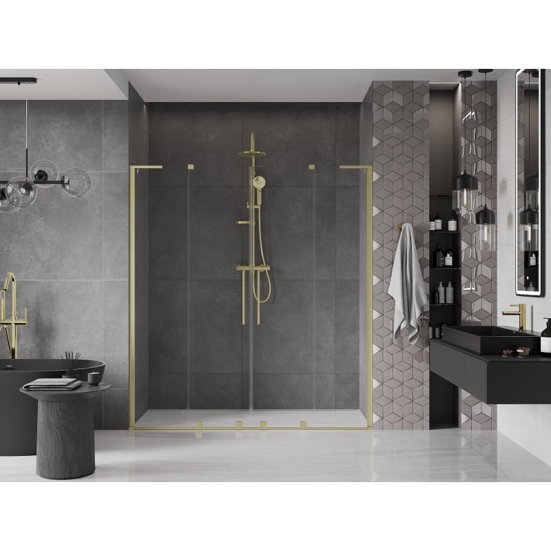 Mexen Velar L Duo drzwi prysznicowe rozsuwane 170 cm, transparent, złote szczotkowane - 871-170-003-02-55
