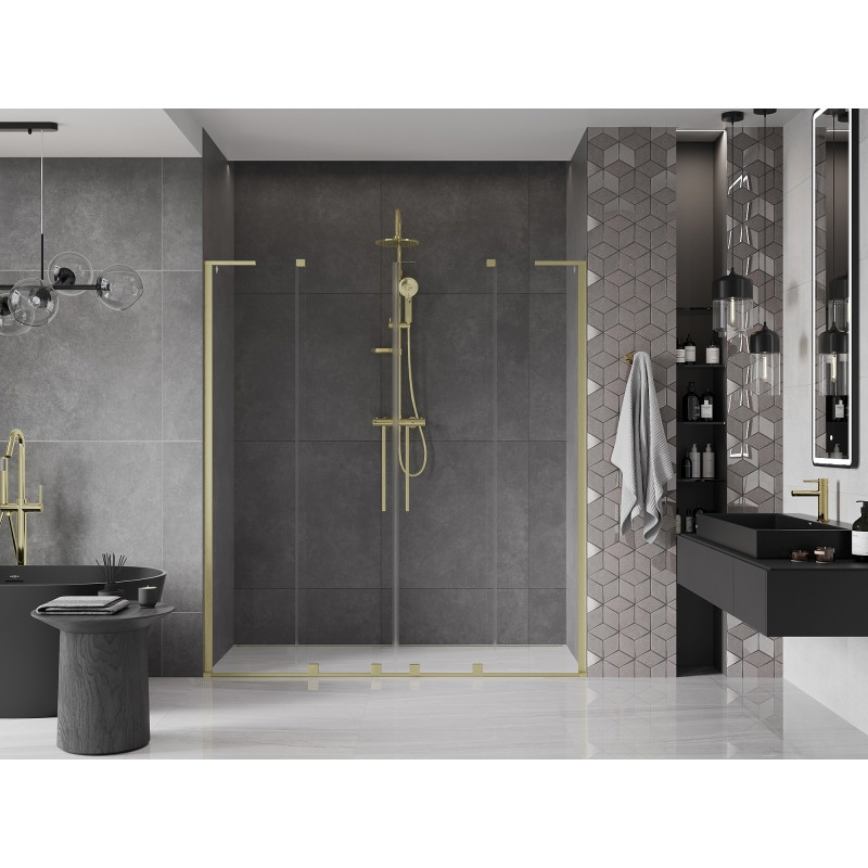 Mexen Velar L Duo drzwi prysznicowe rozsuwane 200 cm, transparent, złote szczotkowane - 871-200-003-02-55