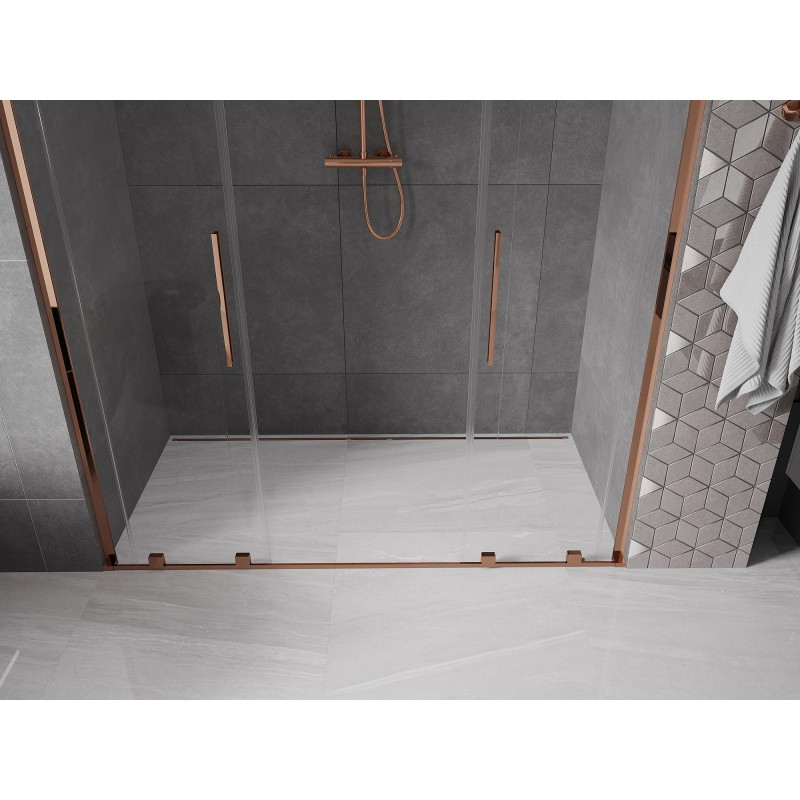 Mexen Velar L Duo drzwi prysznicowe rozsuwane 170 cm, transparent, różowe złoto - 871-170-003-02-60