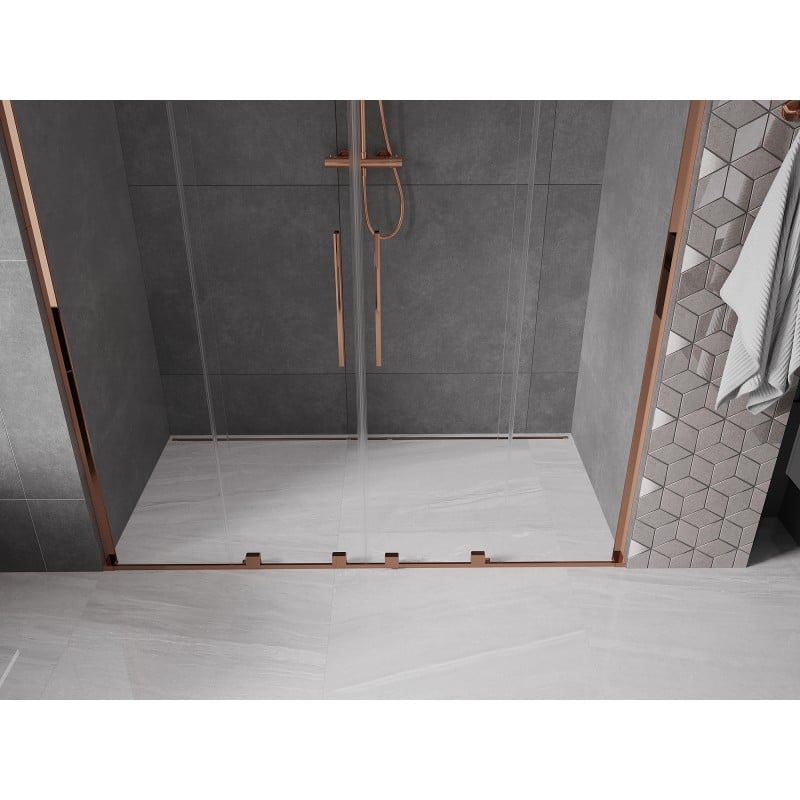 Mexen Velar L Duo drzwi prysznicowe rozsuwane 180 cm, transparent, różowe złoto - 871-180-003-02-60