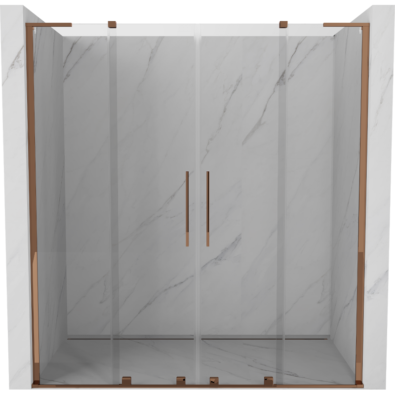 Mexen Velar L Duo drzwi prysznicowe rozsuwane 200 cm, transparent, różowe złoto - 871-200-003-02-60
