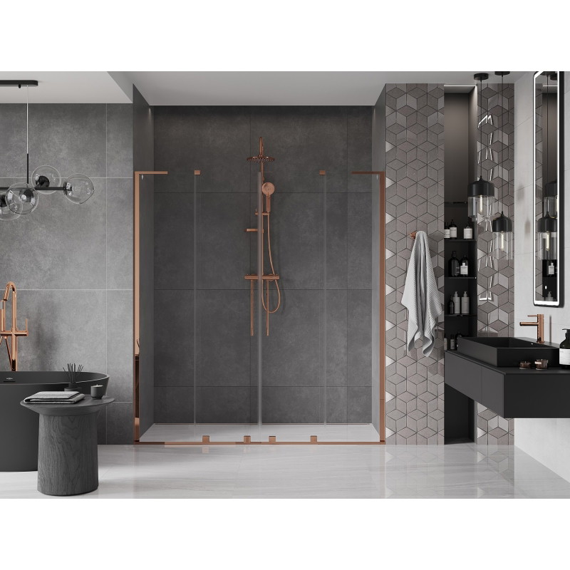 Mexen Velar L Duo drzwi prysznicowe rozsuwane 200 cm, transparent, różowe złoto - 871-200-003-02-60