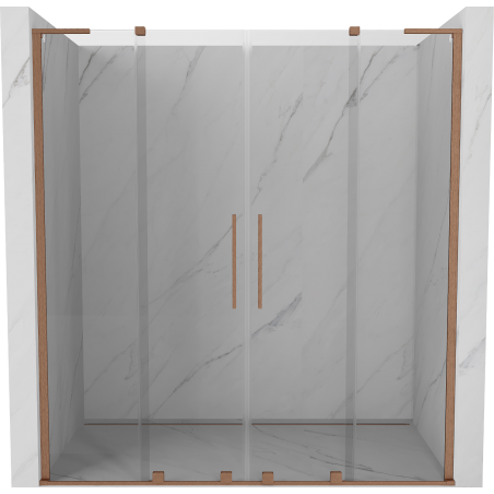 Mexen Velar L Duo drzwi prysznicowe rozsuwane 180 cm, transparent, miedź szczotkowana - 871-180-003-02-65