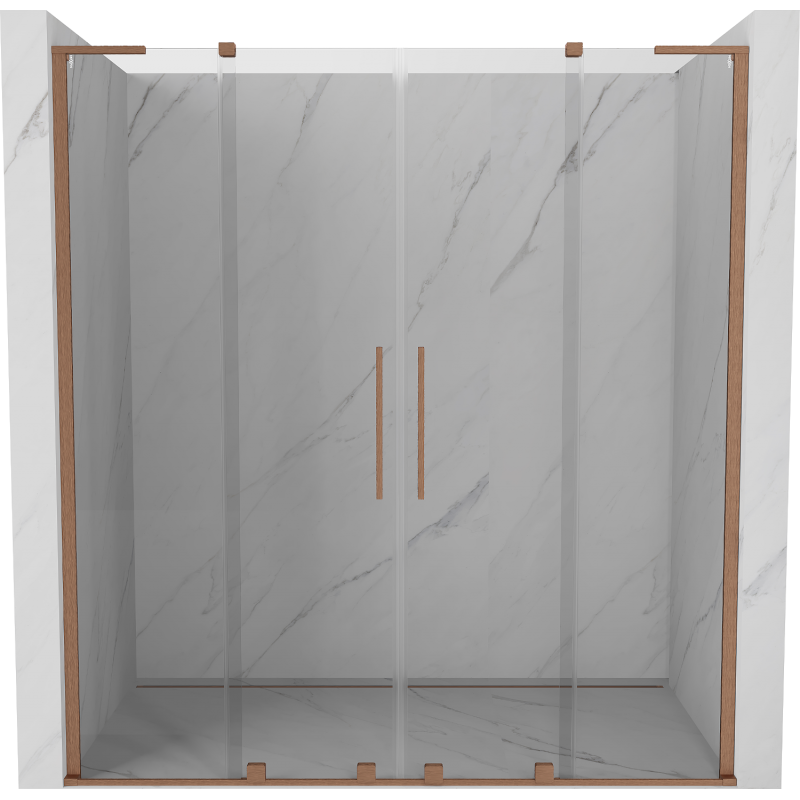 Mexen Velar L Duo drzwi prysznicowe rozsuwane 200 cm, transparent, miedź szczotkowana - 871-200-003-02-65