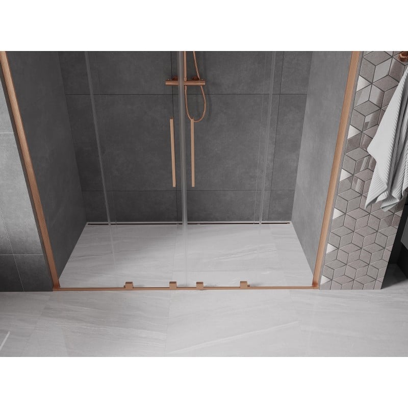 Mexen Velar L Duo drzwi prysznicowe rozsuwane 170 cm, transparent, miedź szczotkowana - 871-170-003-02-65