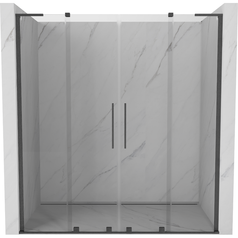 Mexen Velar L Duo drzwi prysznicowe rozsuwane 180 cm, transparent, gun gray szczotkowany - 871-180-003-02-66