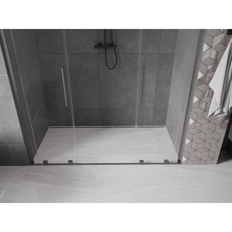Mexen Velar L Duo drzwi prysznicowe rozsuwane 170 cm, transparent, gun gray szczotkowany - 871-170-003-02-66