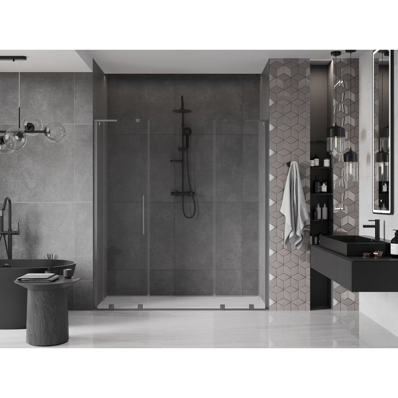 Mexen Velar L Duo drzwi prysznicowe rozsuwane 180 cm, transparent, gun gray szczotkowany - 871-180-003-02-66