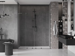 Mexen Velar L Duo drzwi prysznicowe rozsuwane 200 cm, transparent, gun gray szczotkowany - 871-200-003-02-66
