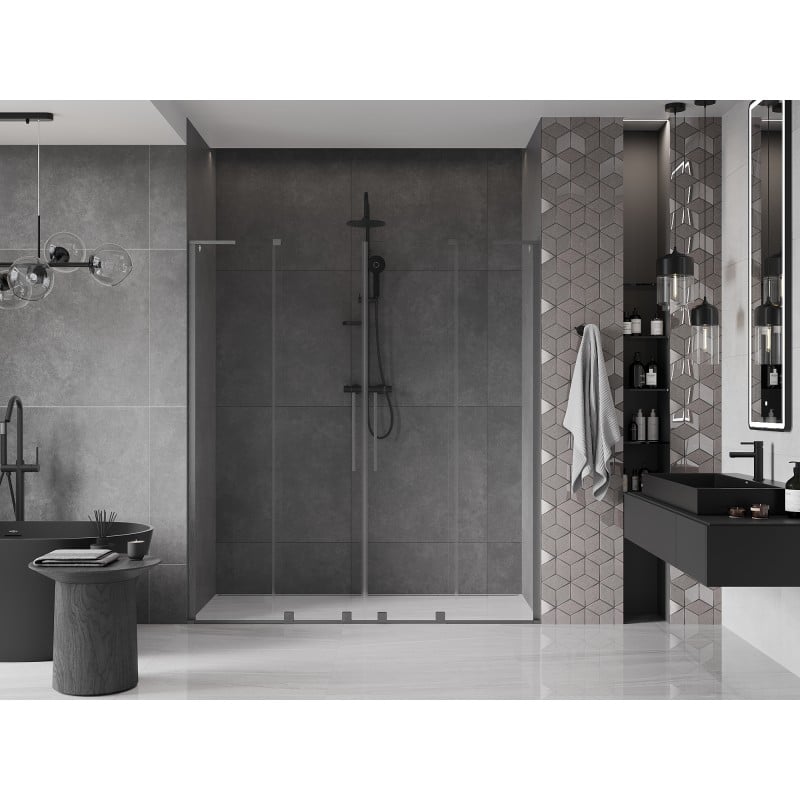 Mexen Velar L Duo drzwi prysznicowe rozsuwane 180 cm, transparent, gun gray szczotkowany - 871-180-003-02-66