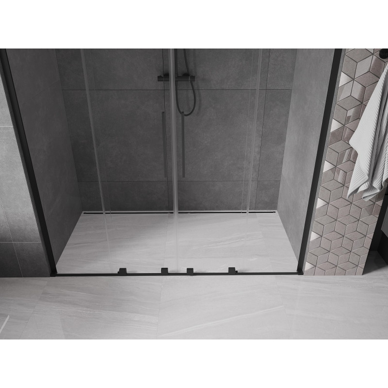 Mexen Velar L Duo drzwi prysznicowe rozsuwane 170 cm, transparent, czarne - 871-170-003-02-70