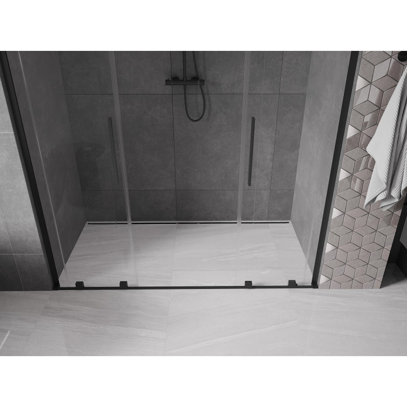 Mexen Velar L Duo drzwi prysznicowe rozsuwane 180 cm, transparent, czarne - 871-180-003-02-70