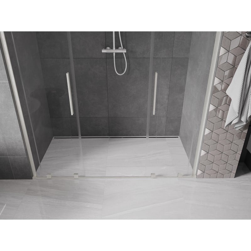 Mexen Velar L Duo drzwi prysznicowe rozsuwane 170 cm, transparent, nikiel szczotkowany - 871-170-003-02-97