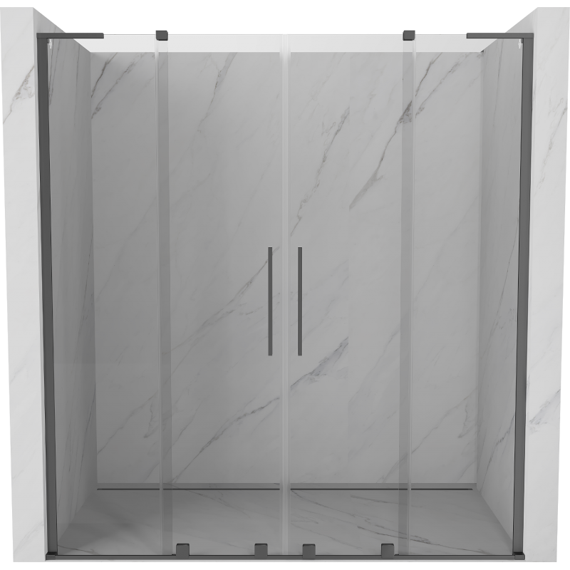 Mexen Velar L Duo drzwi prysznicowe rozsuwane 200 cm, transparent, gun metal - 871-200-003-02-95
