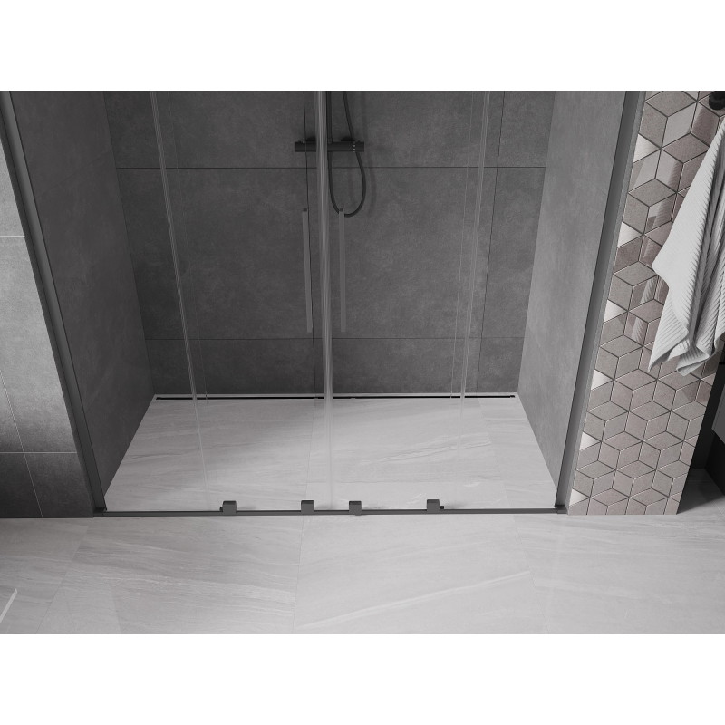 Mexen Velar L Duo drzwi prysznicowe rozsuwane 200 cm, transparent, gun metal - 871-200-003-02-95